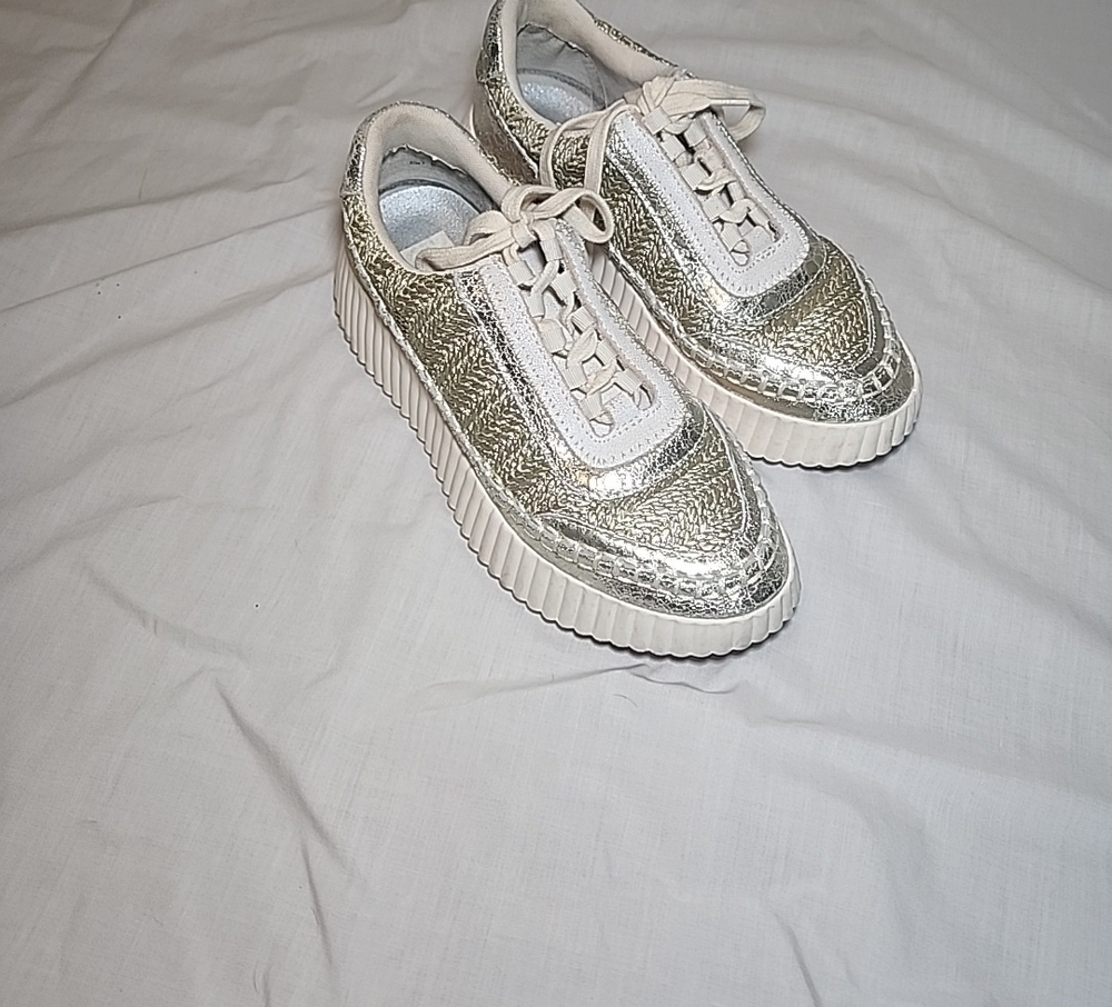 Dolce Vita Metallic Silver Platform Sneakers